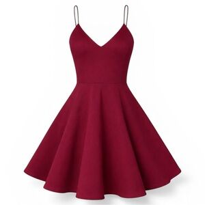 MISSGUIDED Dark Red Stretchy Fit & Flare Dress – Size 4